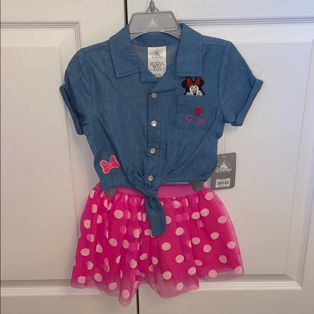 NWT Disney crop top and polka dot tutu skirt
